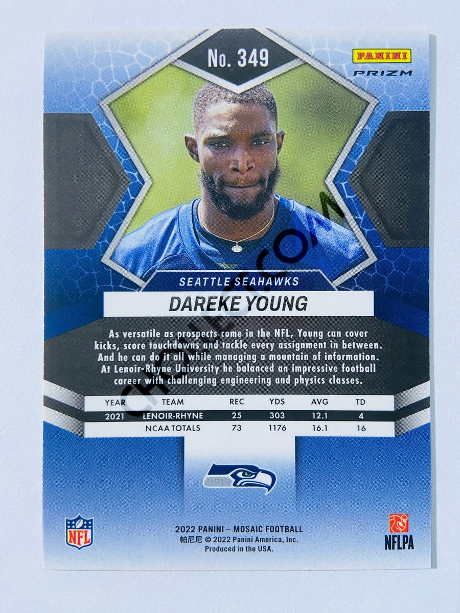 Dareke Young - Seattle Seahawks 2022 Panini Mosaic Green Prizm Parallel RC Rookie #349