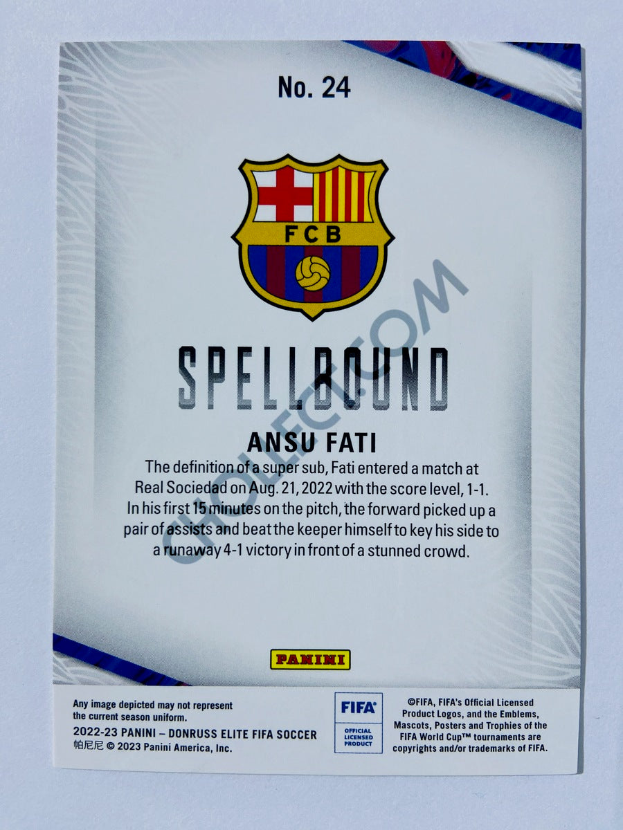 Ansu Fati - FC Barcelona 2022-23 Panini Donruss Elite FIFA Spellbound Insert #24