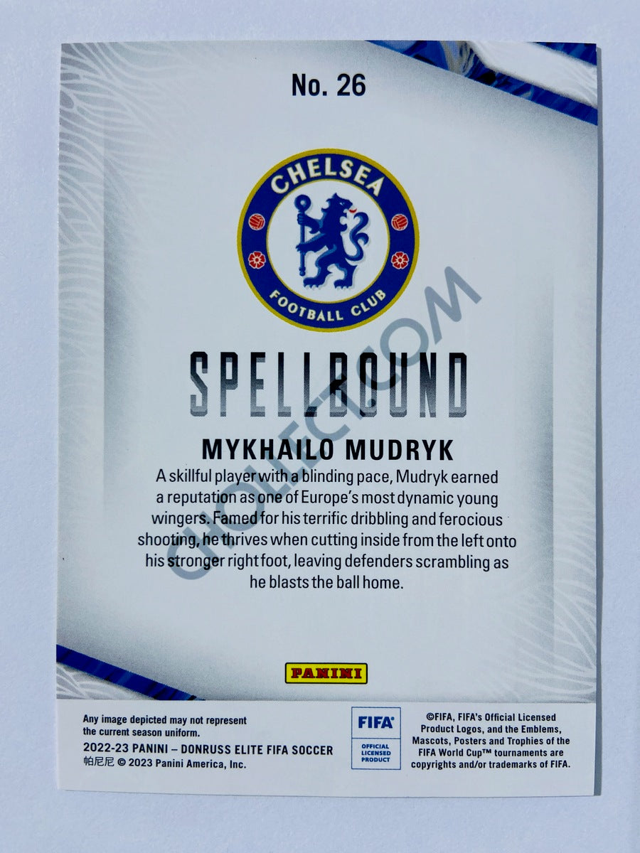 Mykhailo Mudryk - Chelsea FC 2022-23 Panini Donruss Elite FIFA Spellbound Insert RC Rookie #222