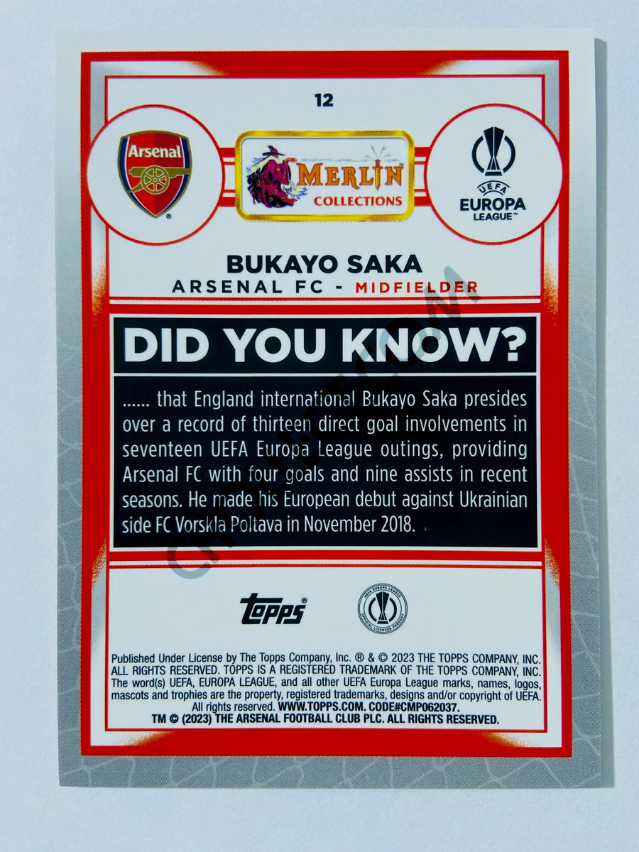 Bukayo Saka - Arsenal FC 2022-23 Topps Merlin Chrome UEFA Club Competitions #12