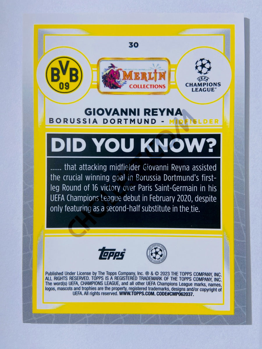 Giovanni Reyna - Borussia Dortmund 2022-23 Topps Merlin Chrome UEFA Club Competitions #30