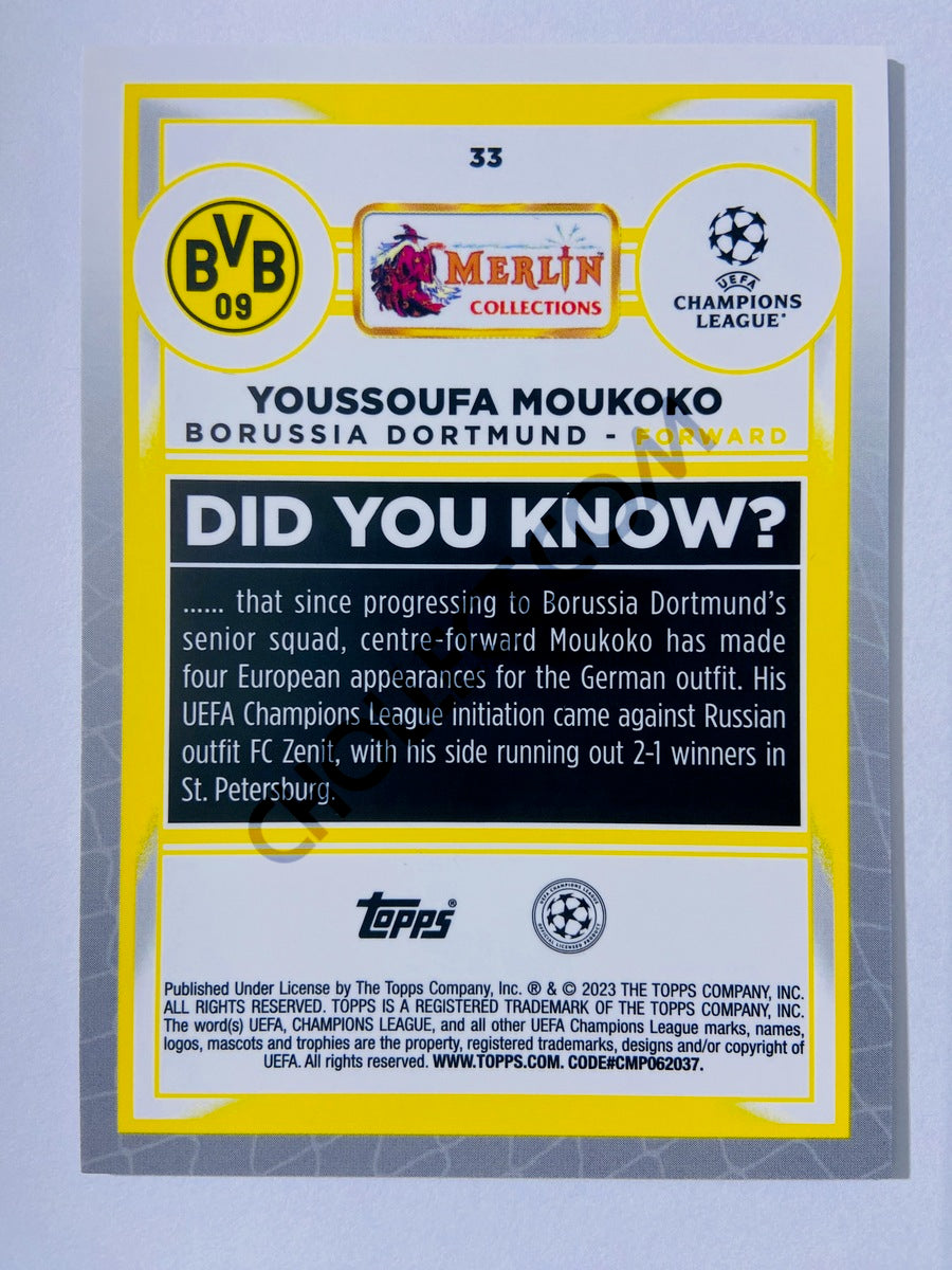 Youssoufa Moukoko - Borussia Dortmund 2022-23 Topps Merlin Chrome UEFA Club Competitions #33