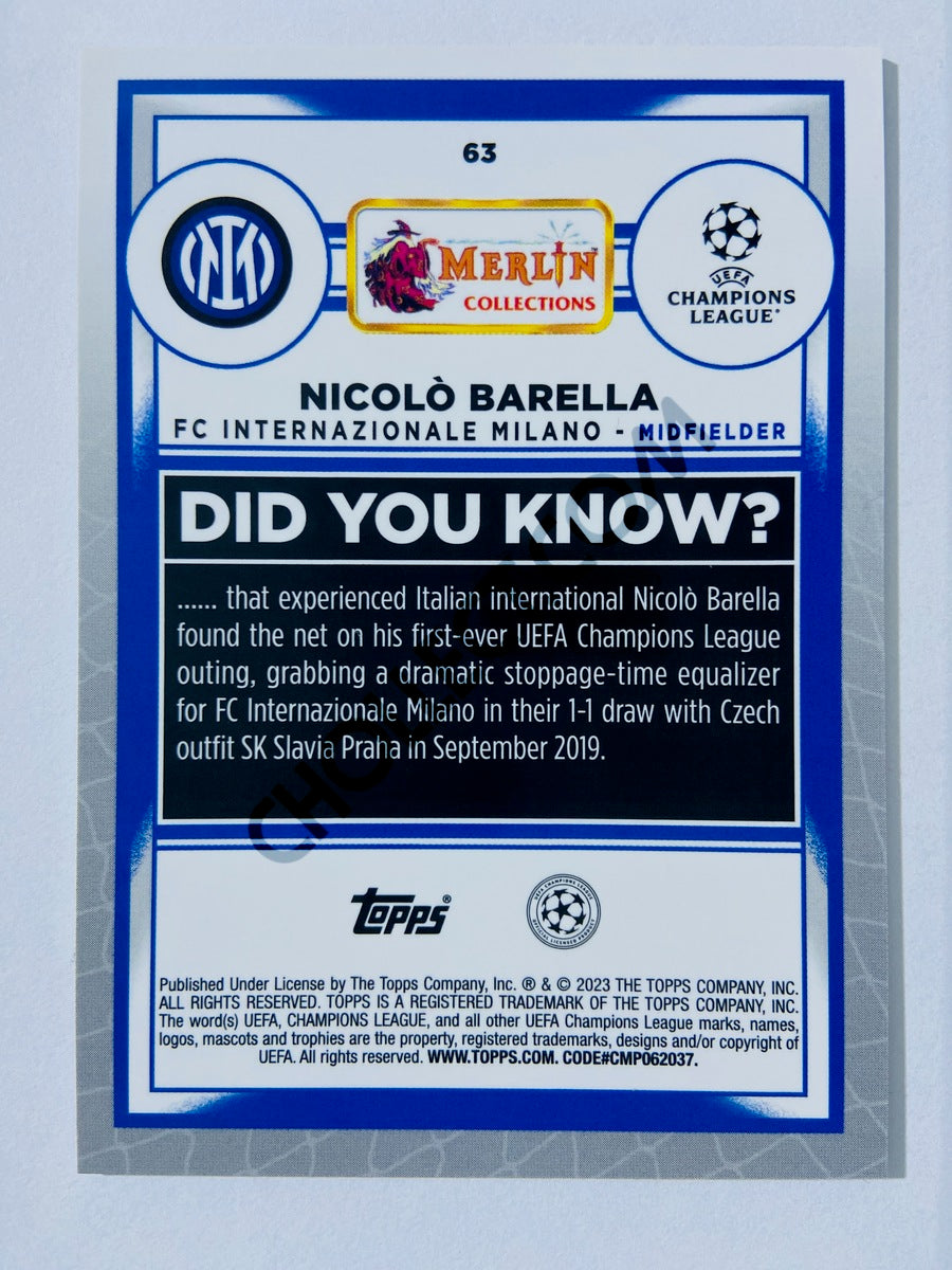 Nicolò Barella - FC Internazionale Milano 2022-23 Topps Merlin Chrome UEFA Club Competitions #63