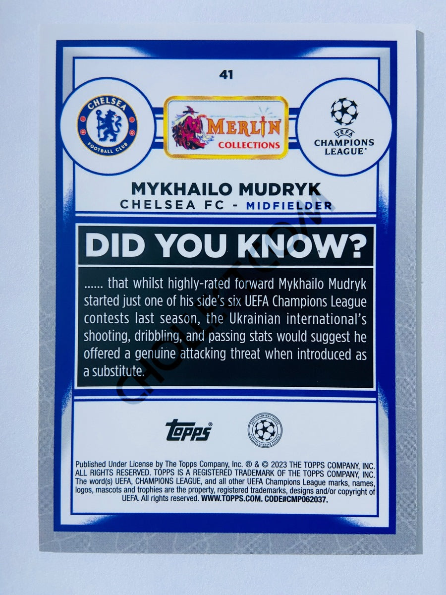 Mykhailo Mudryk - Chelsea FC 2022-23 Topps Merlin Chrome UEFA Club Competitions RC Rookie #41