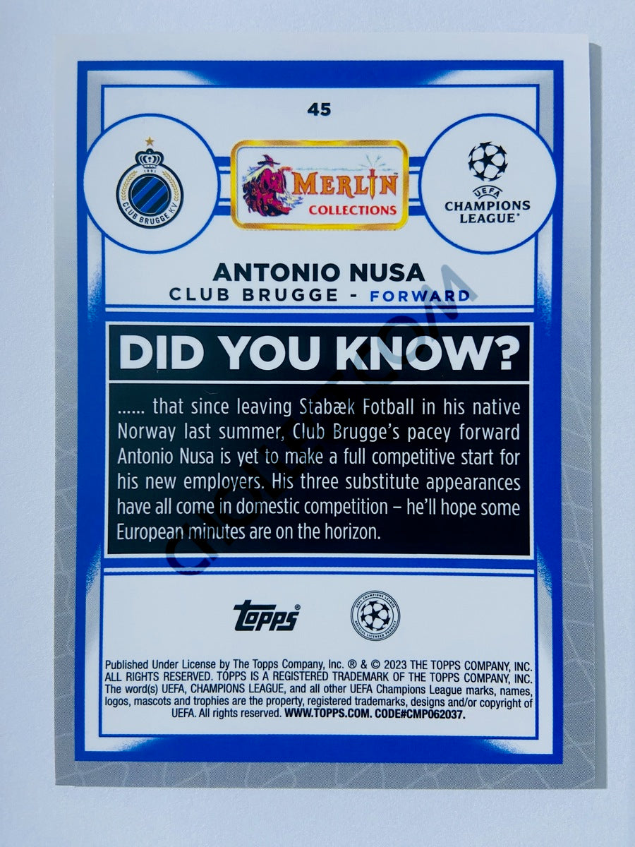 Antonio Nusa - Club Brugge 2022-23 Topps Merlin Chrome UEFA Club Competitions RC Rookie #45