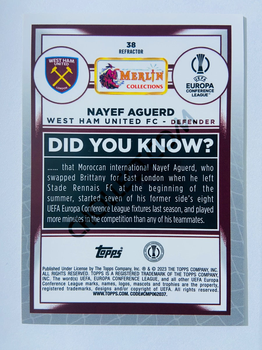 Nayef Aguerd - West Ham United FC 2022-23 Topps Merlin Chrome UEFA Club Competitions Refractor #38
