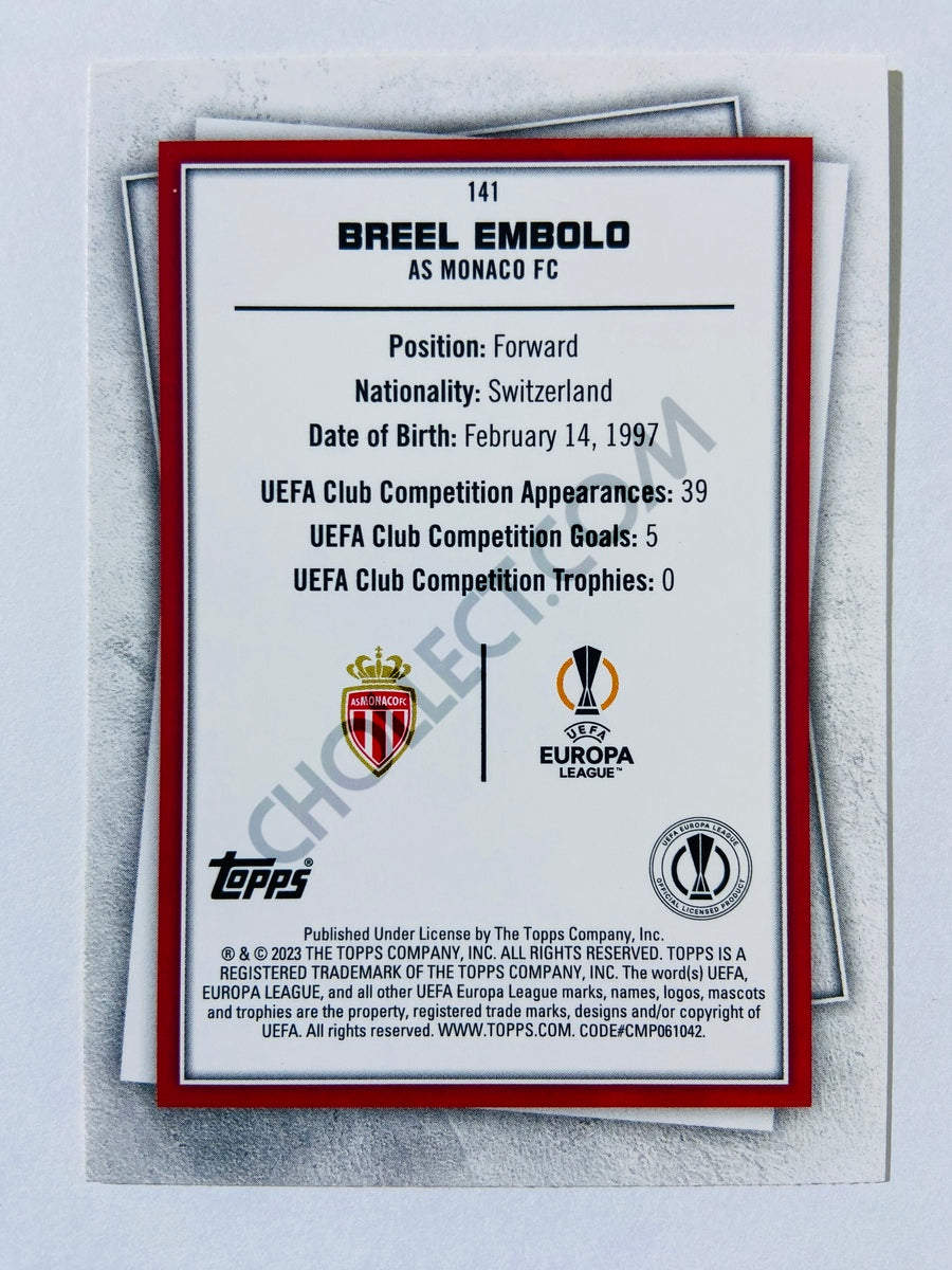 Breel Embolo - AS Monaco 2022-23 Topps UEFA Superstars Common Yellow Parallel #141