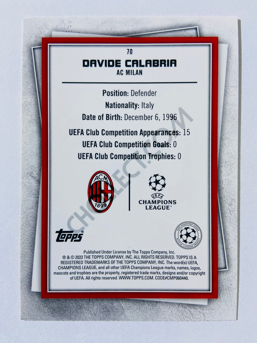 Davide Calabria - AC Milan 2022-23 Topps UEFA Superstars Common Yellow Action Image Variation #70