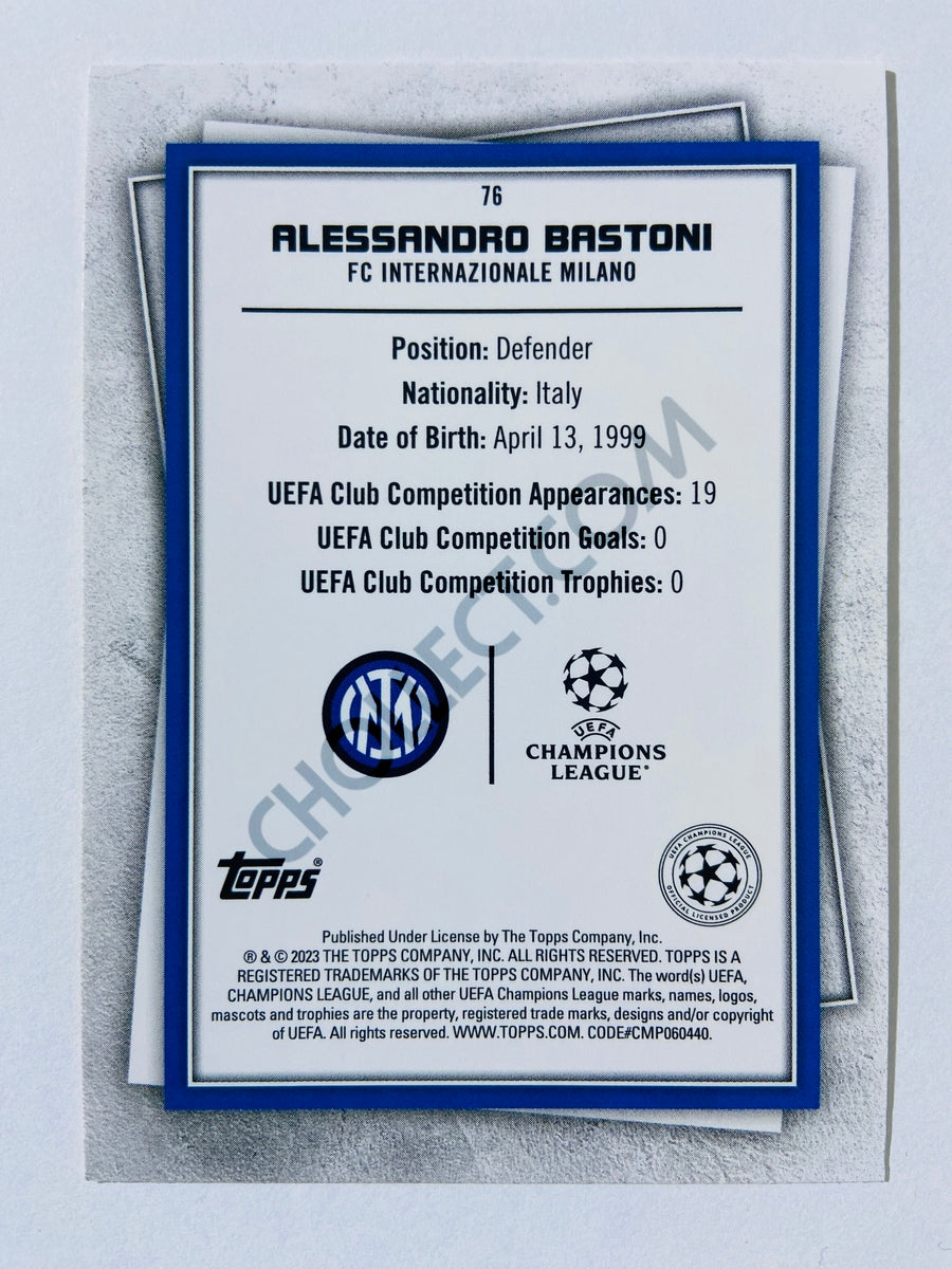 Alessandro Bastoni - FC Internazionale Milano 2022-23 Topps UEFA Superstars Common Yellow Action Image Variation #76