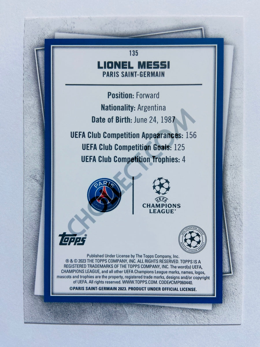 Lionel Messi – Paris Saint-Germain 2022-23 Topps UEFA Superstars Common Yellow Action Image Variation #135