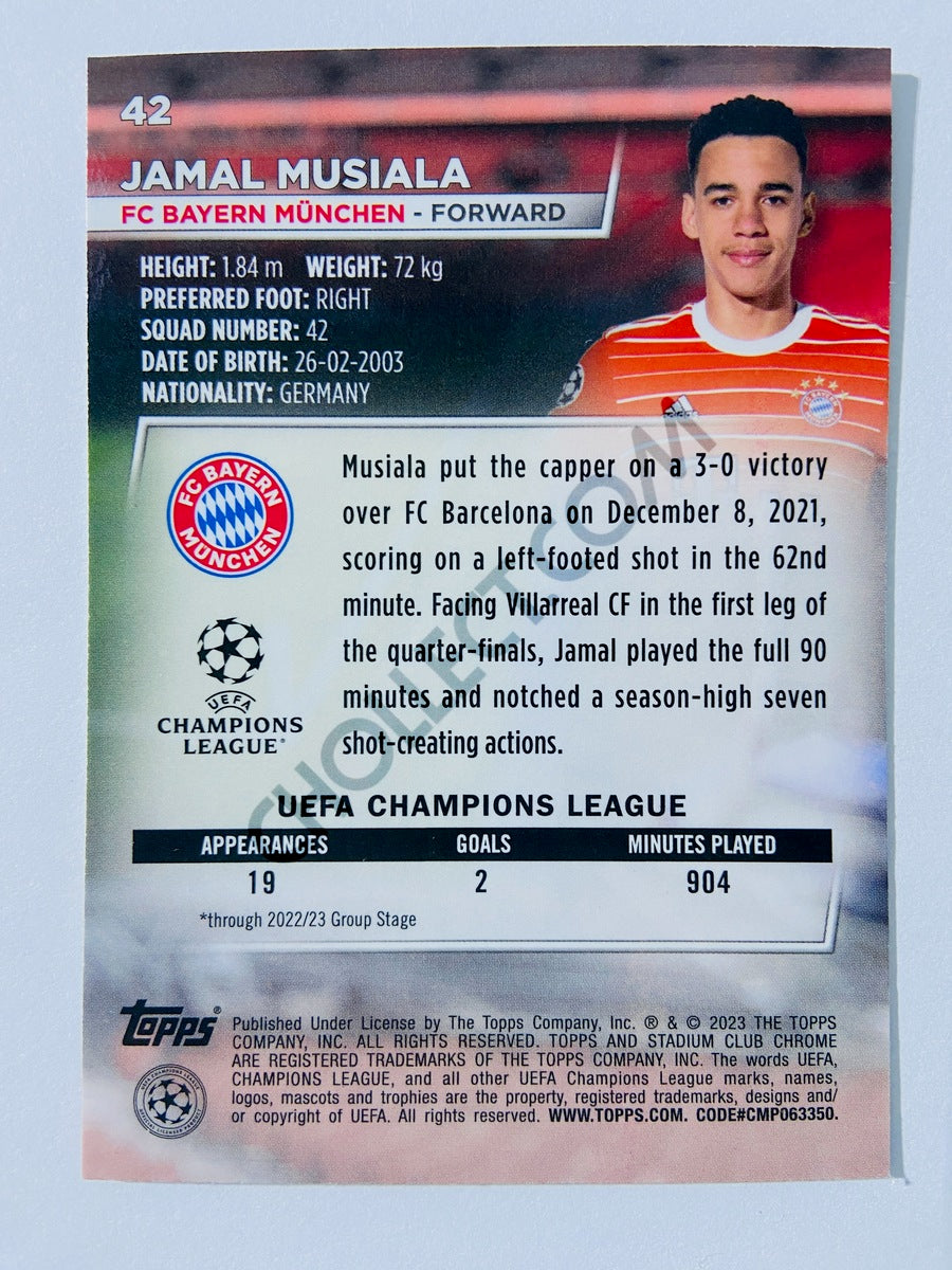 Jamal Musiala - FC Bayern München 2022-23 Topps Stadium Club Chrome UEFA Club Competitions #42