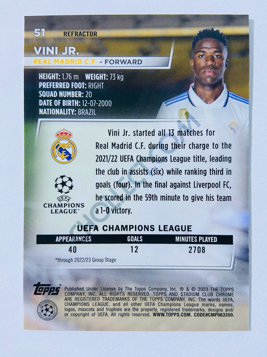 Vini Jr. - Real Madrid C.F. 2022-23 Topps Stadium Club Chrome UEFA Club Competitions Refractor #51