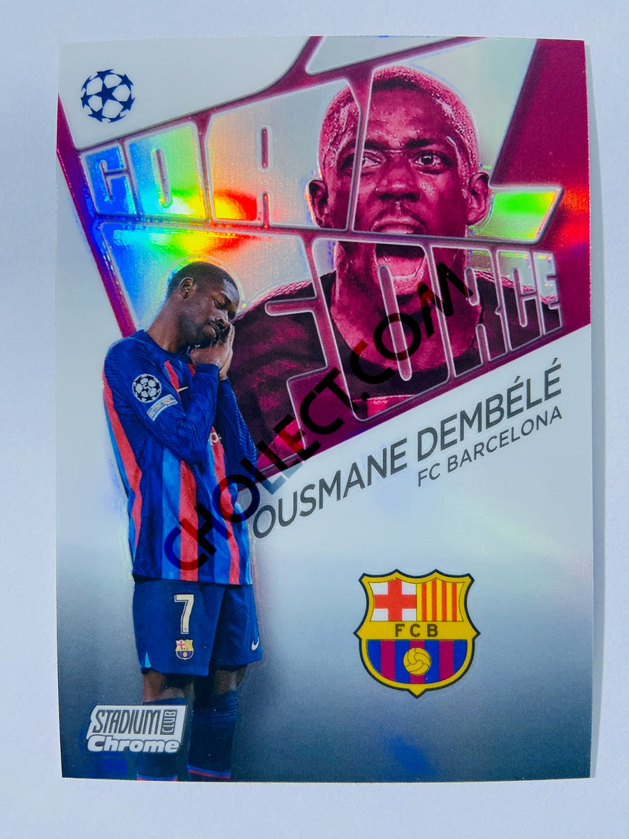 Ousmane Dembélé - FC Barcelona 2022-23 Topps Stadium Club Chrome UEFA Club Competitions Goal Force Insert #GF-OD