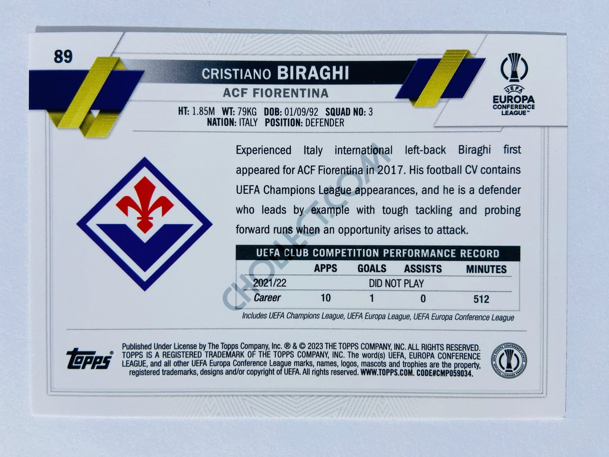 Cristiano Biraghi - ACF Fiorentina 2022-23 Topps UEFA Club Competitions #89