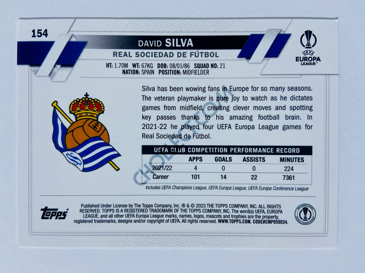David Silva - Real Sociedad de Fútbol 2022-23 Topps UEFA Club Competitions #154
