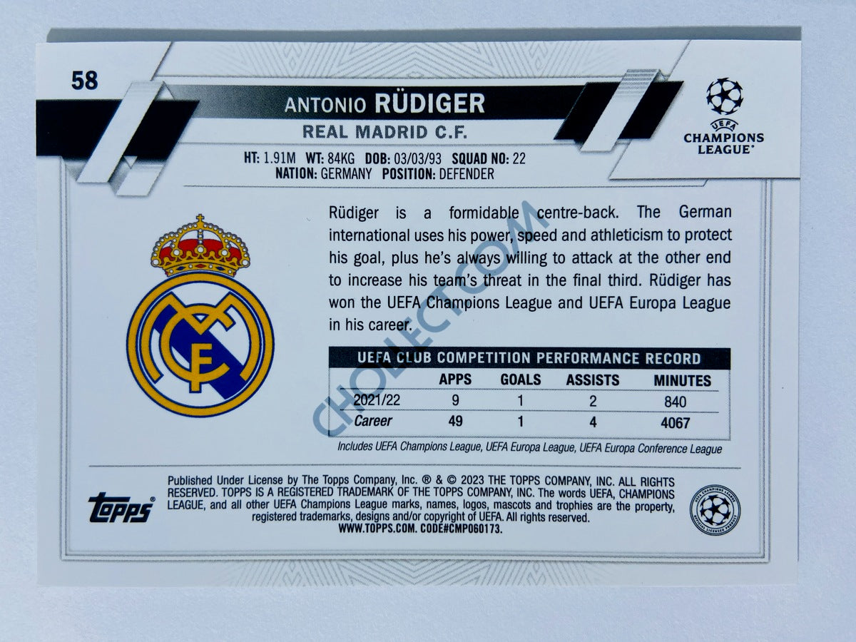 Antonio Rüdiger - Real Madrid C.F. 2022-23 Topps Chrome UEFA Club Competitions #58