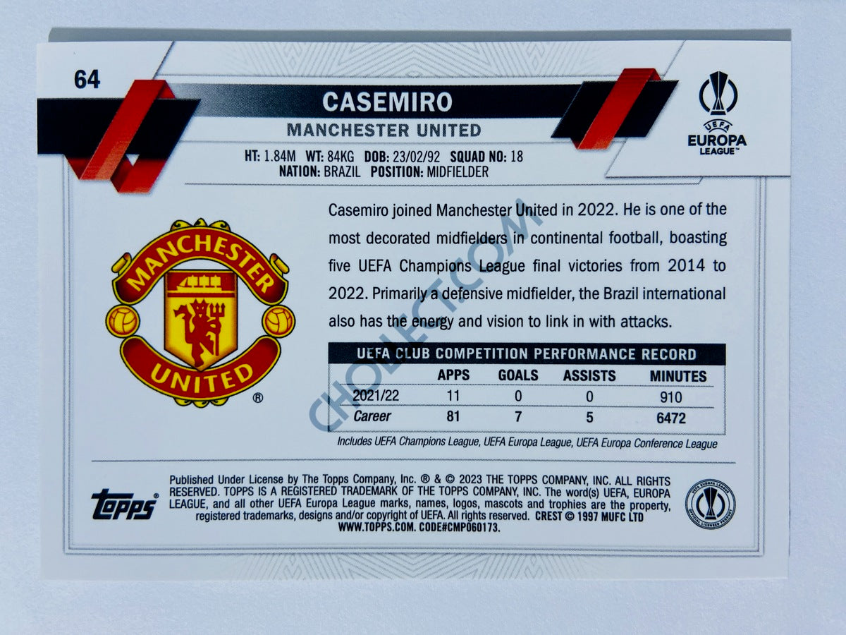 Casemiro - Manchester United 2022-23 Topps Chrome UEFA Club Competitions #64