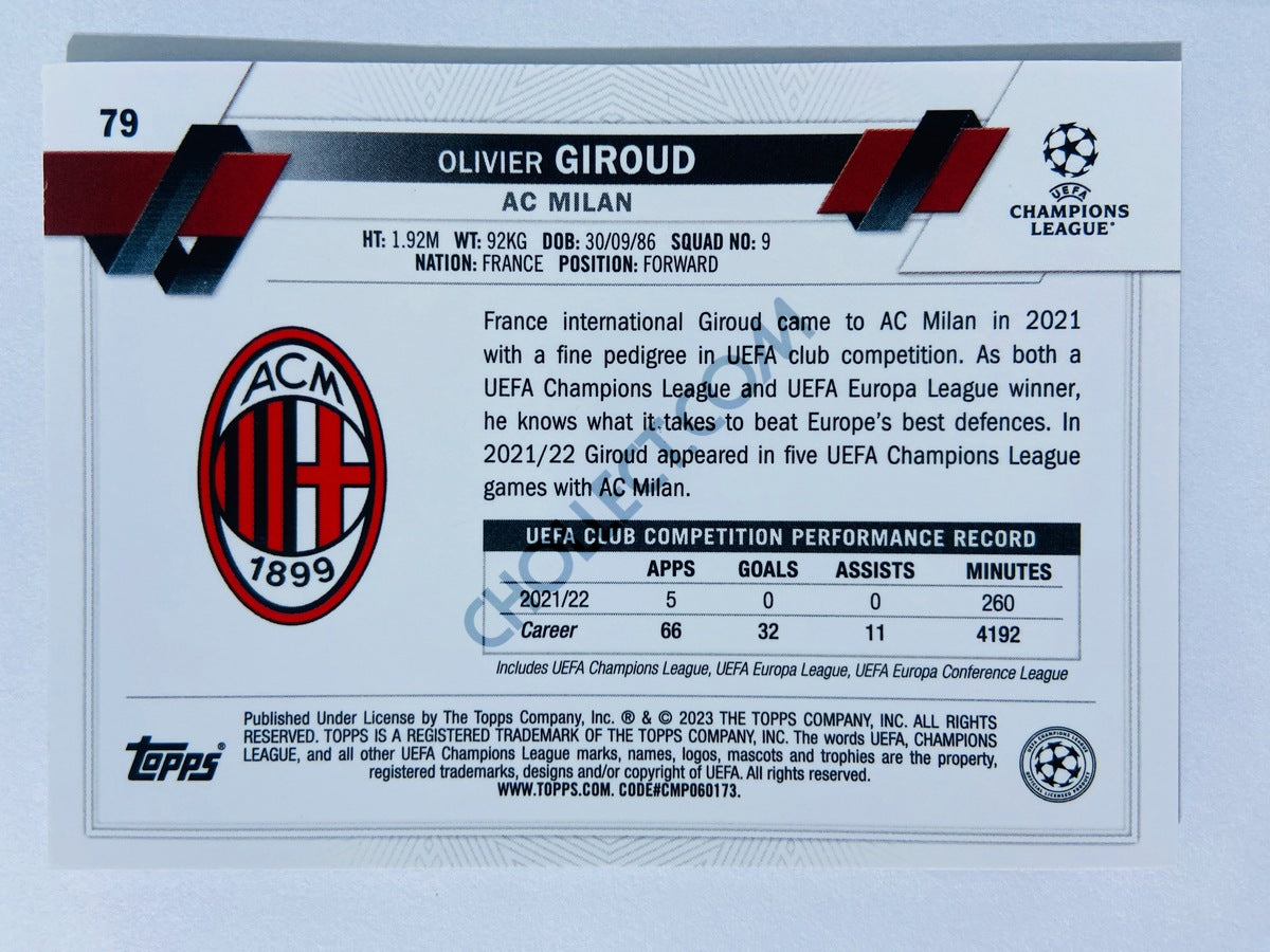Olivier Giroud - AC Milan 2022-23 Topps Chrome UEFA Club Competitions #79