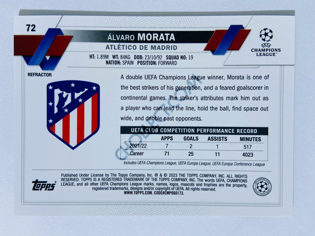 Álvaro Morata - Atlético de Madrid 2022-23 Topps Chrome UEFA Club Competitions Refractor #72
