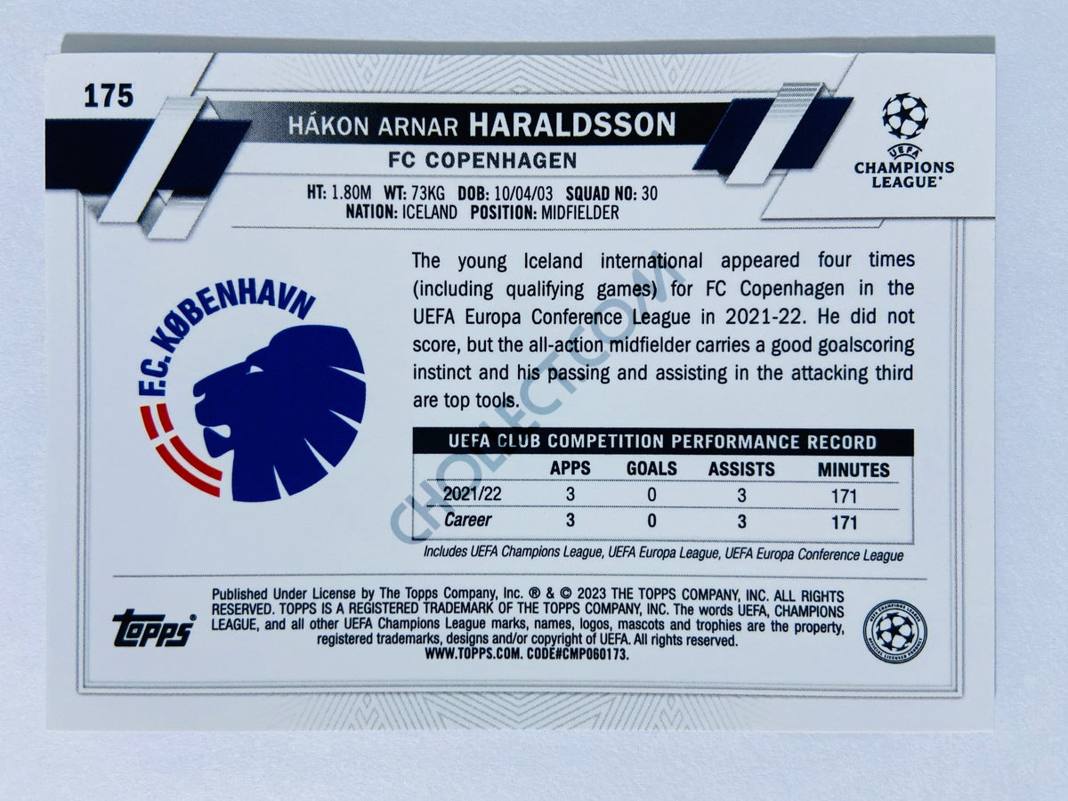 Hákon Arnar Haraldsson - FC Copenhagen 2022-23 Topps Chrome UEFA Club Competitions Black & White Ray Wave RC Rookie #141