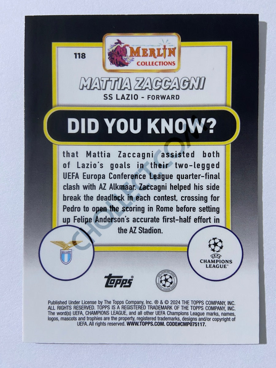 Mattia Zaccagni - SS Lazio 2023-24 Topps Merlin #118