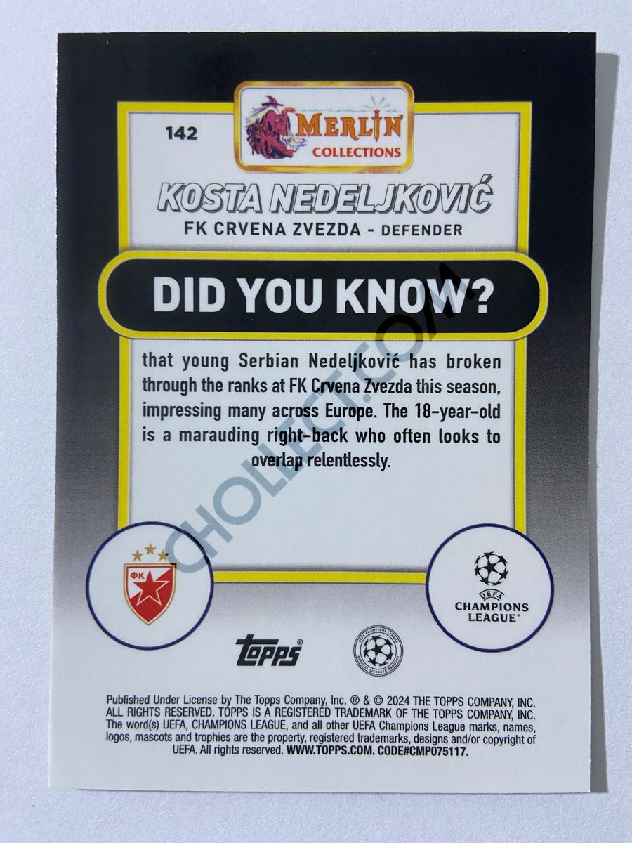Kosta Nedeljković - FK Crvena zvezda 2023-24 Topps Merlin RC Rookie #142