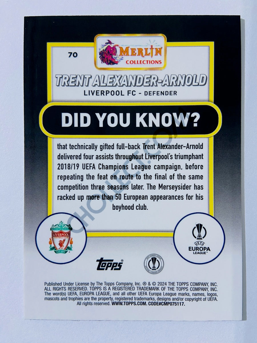 Trent Alexander-Arnold - Liverpool FC 2023-24 Topps Merlin Aqua Prism Parallel #70