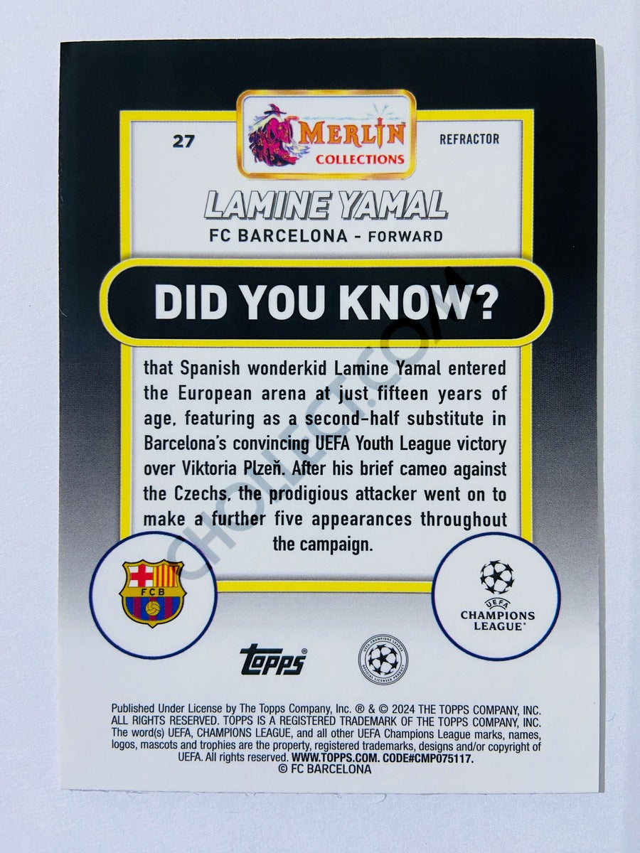 Lamine Yamal - FC Barcelona 2023-24 Topps Merlin Refractor RC Rookie #27