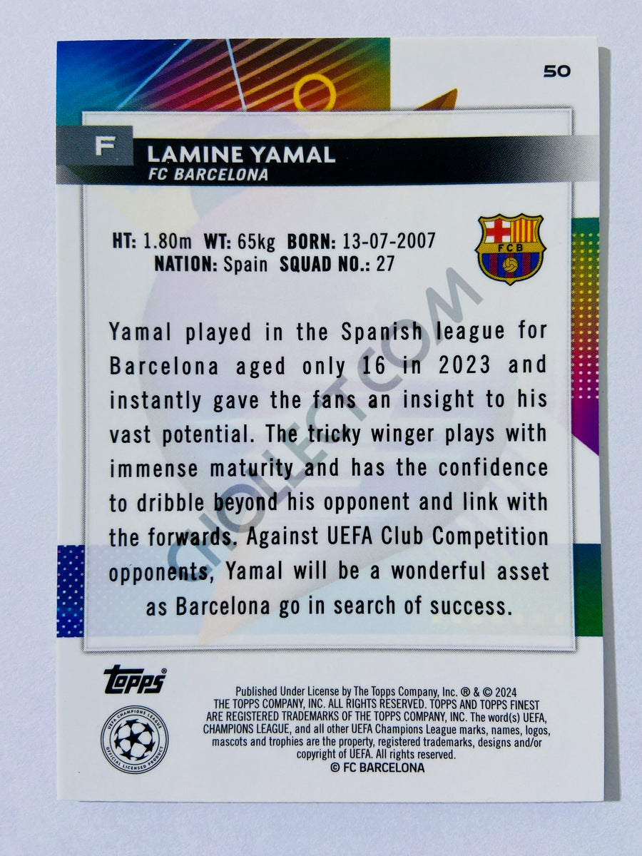 Lamine Yamal – FC Barcelona 2023-24 Topps Finest UEFA Club Competitions RC Rookie #50