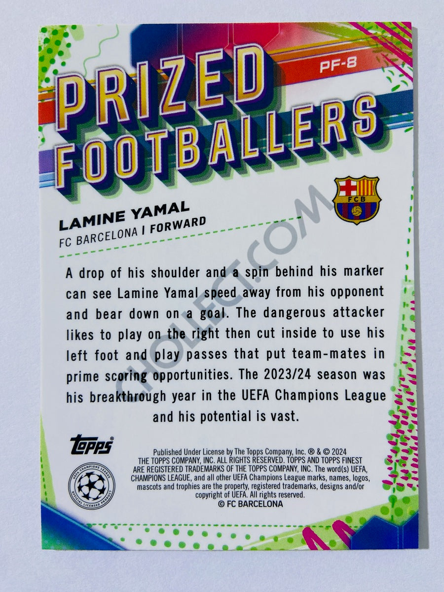 Lamine Yamal – FC Barcelona 2023-24 Topps Finest UEFA Club Competitions Prized Footballers RC Rookie #PF-8