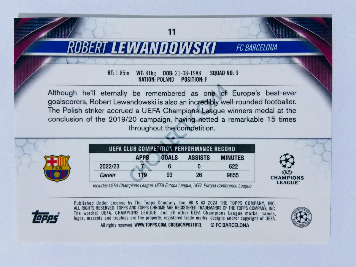 Robert Lewandowski - FC Barcelona 2023-24 Topps Chrome UEFA Club Competitions #11