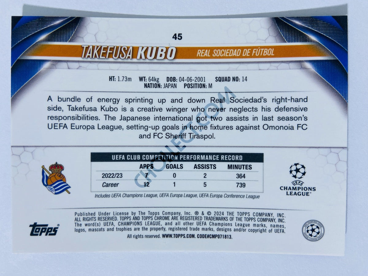 Takefusa Kubo - Real Sociedad de Futbol 2023-24 Topps Chrome UEFA Club Competitions #45
