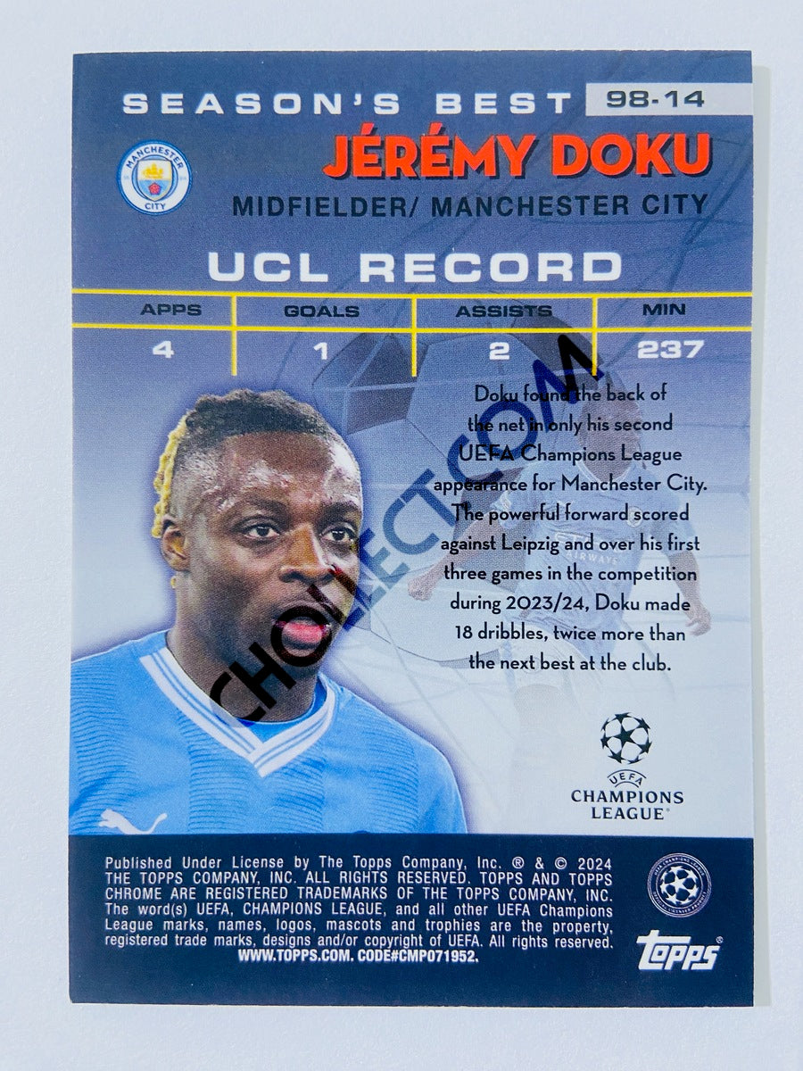 Jeremy Doku - Manchester City 2023-24 Topps Chrome UEFA Club Competitions Shooting Stars #98-14