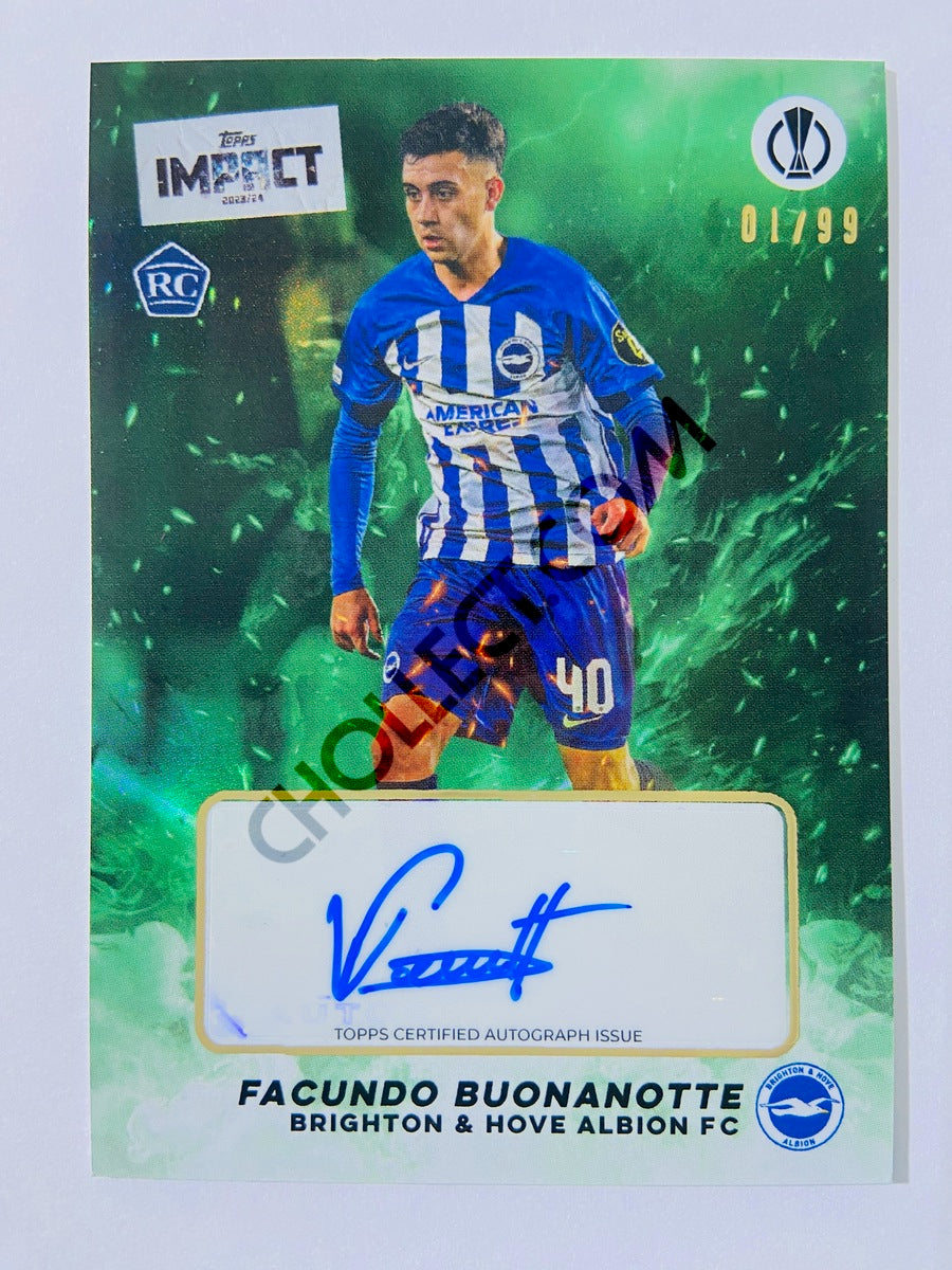 Facundo Buonanotte - Brighton & Hove Albion FC 2023-24 Topps Impact Auto Green Parallel RC Rookie 01/99