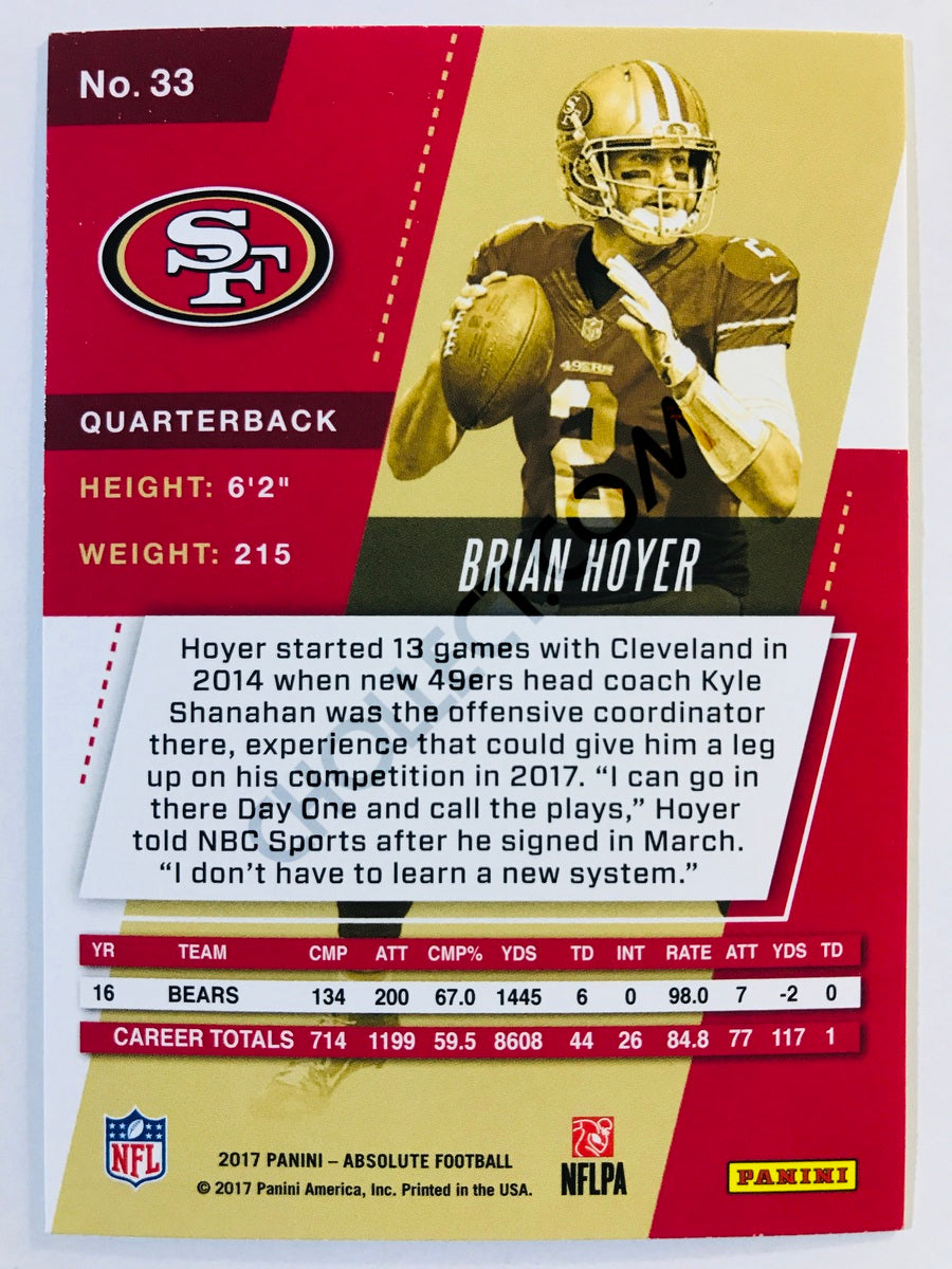 Brian Hoyer - San Francisco 49ers 2017-18 Panini Absolute #33