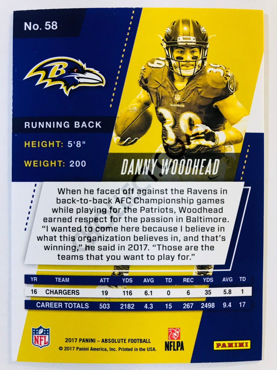 Danny Woodhead - Baltimore Ravens 2017-18 Panini Absolute #58