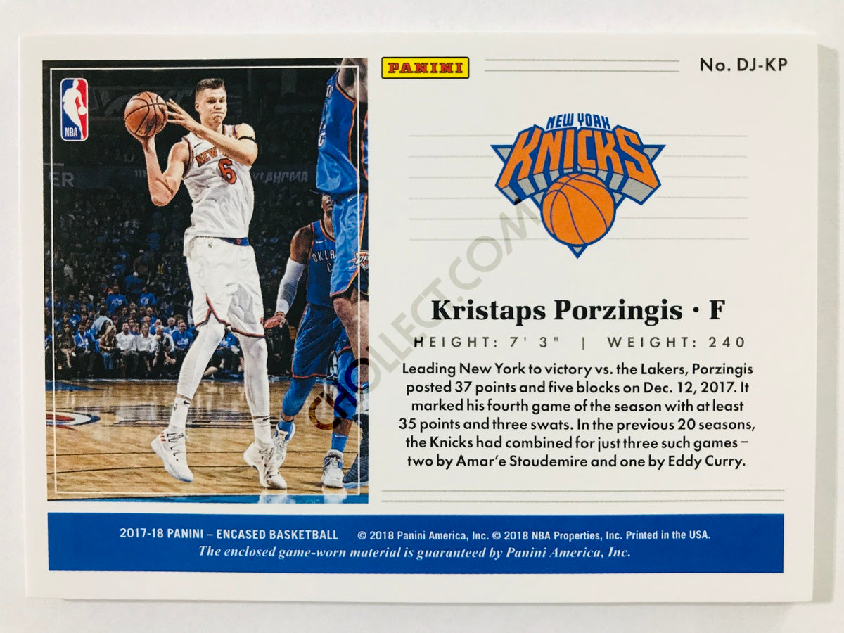 Kristaps Porzingis - New York Knicks 2017-18 Panini Encased #27 Dual Jerseys /99