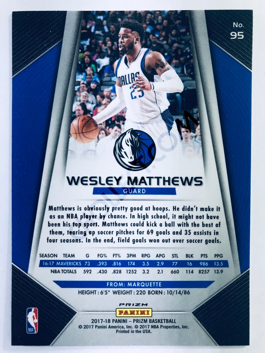 Wesley Matthews - Dallas Mavericks 2017-18 Panini Prizm #95 Fast Break Base Parallel