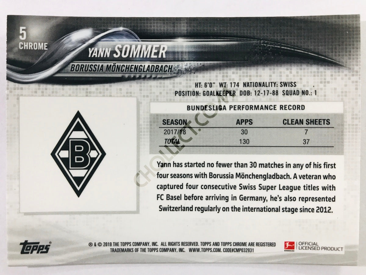 Yann Sommer - Borussia Monchengladbach 2018-19 Topps Chrome Bundesliga #5