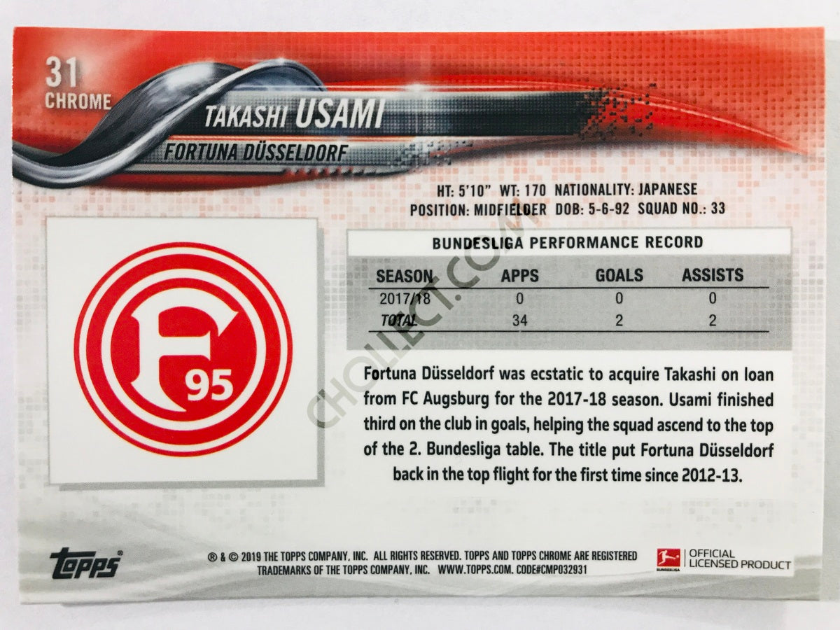 Takashi Usami - Fortuna Dusseldorf 2018-19 Topps Chrome Bundesliga #31