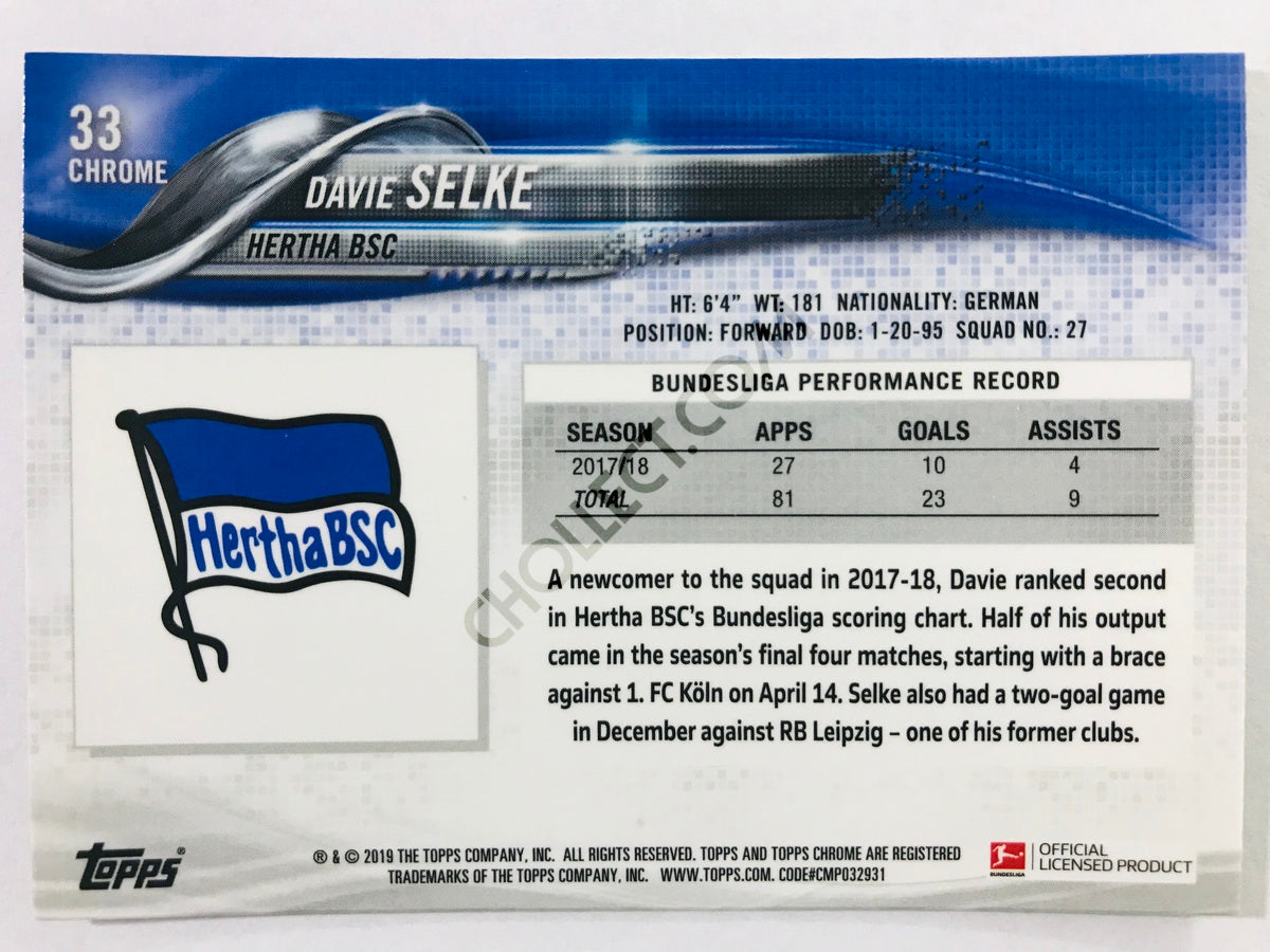 Davie Selke - Hertha BSC 2018-19 Topps Chrome Bundesliga #33