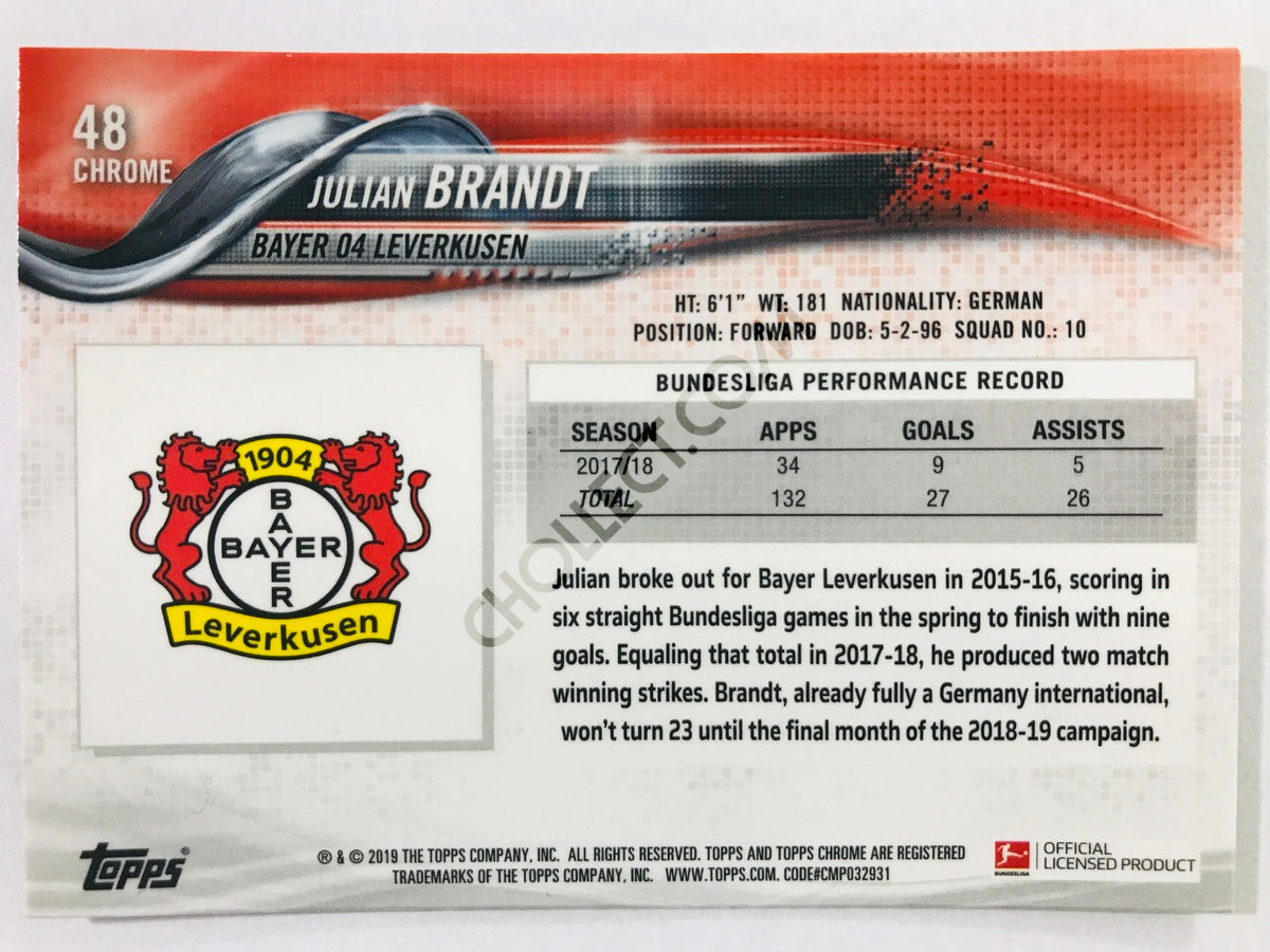 Julian Brandt - Bayer 04 Leverkusen 2018-19 Topps Chrome Bundesliga #48