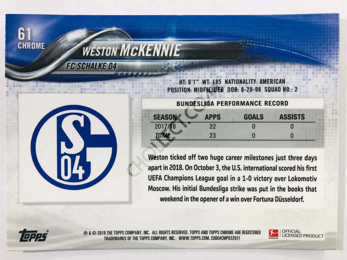 Weston McKennie - FC Schalke 04 2018-19 Topps Chrome Bundesliga #61