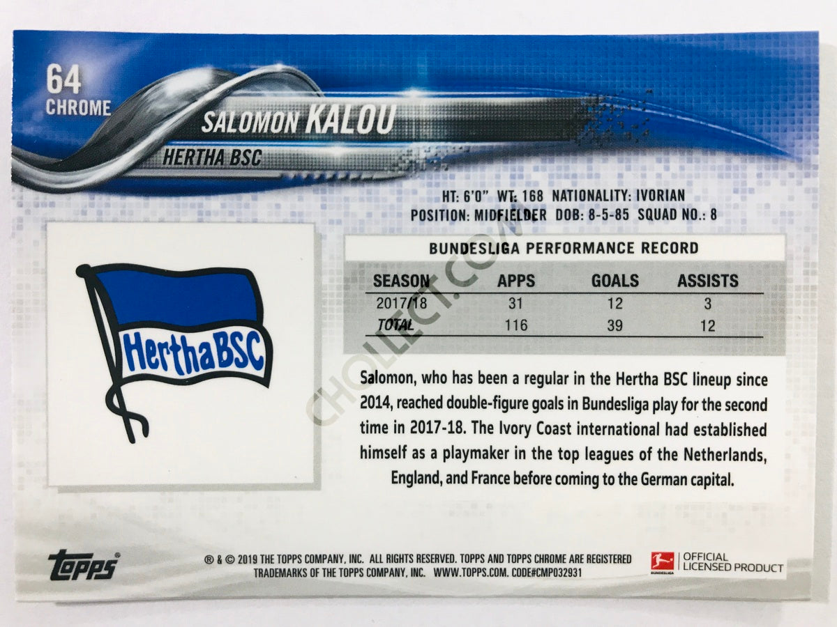 Salomon Kalou - Hertha BSC 2018-19 Topps Chrome Bundesliga #64
