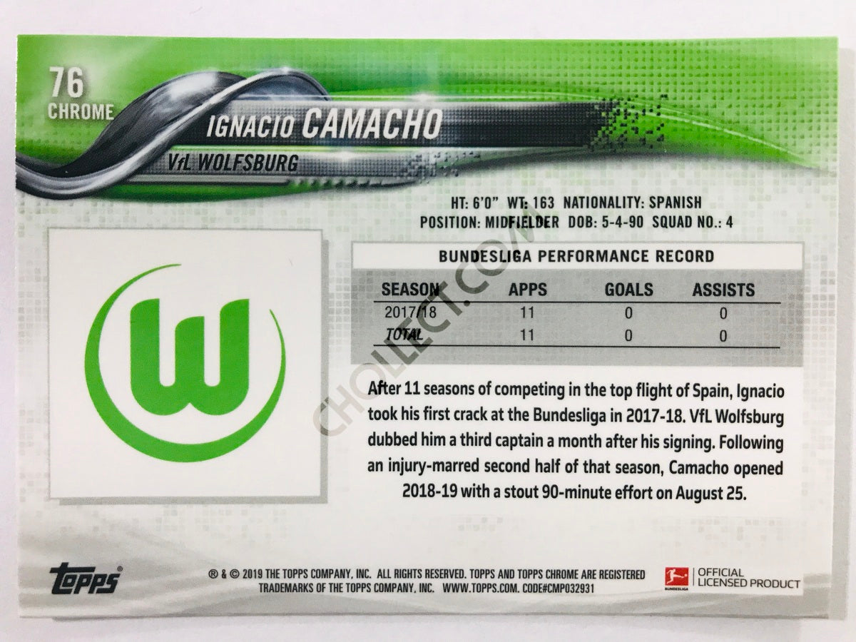 Ignacio Camacho - VfL Wolfsburg 2018-19 Topps Chrome Bundesliga #76