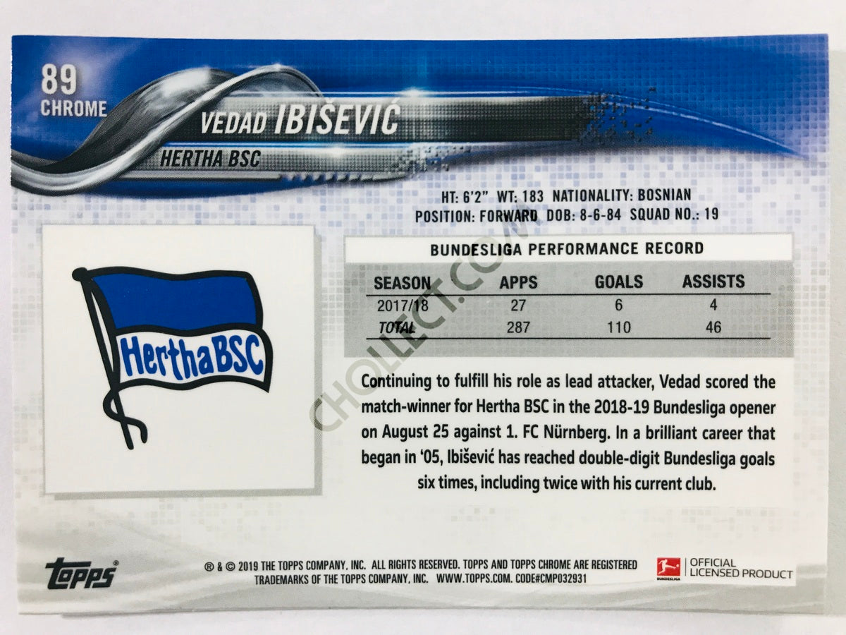 Vedad Ibisevic - Hertha BSC 2018-19 Topps Chrome Bundesliga #89