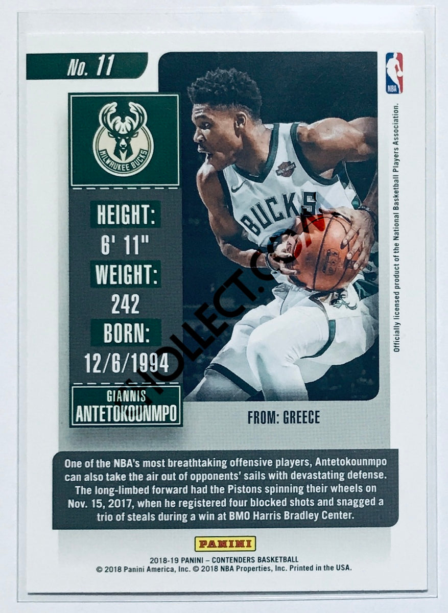 Giannis Antetokounmpo - Milwaukee Bucks 2018-19 Panini Contenders #11