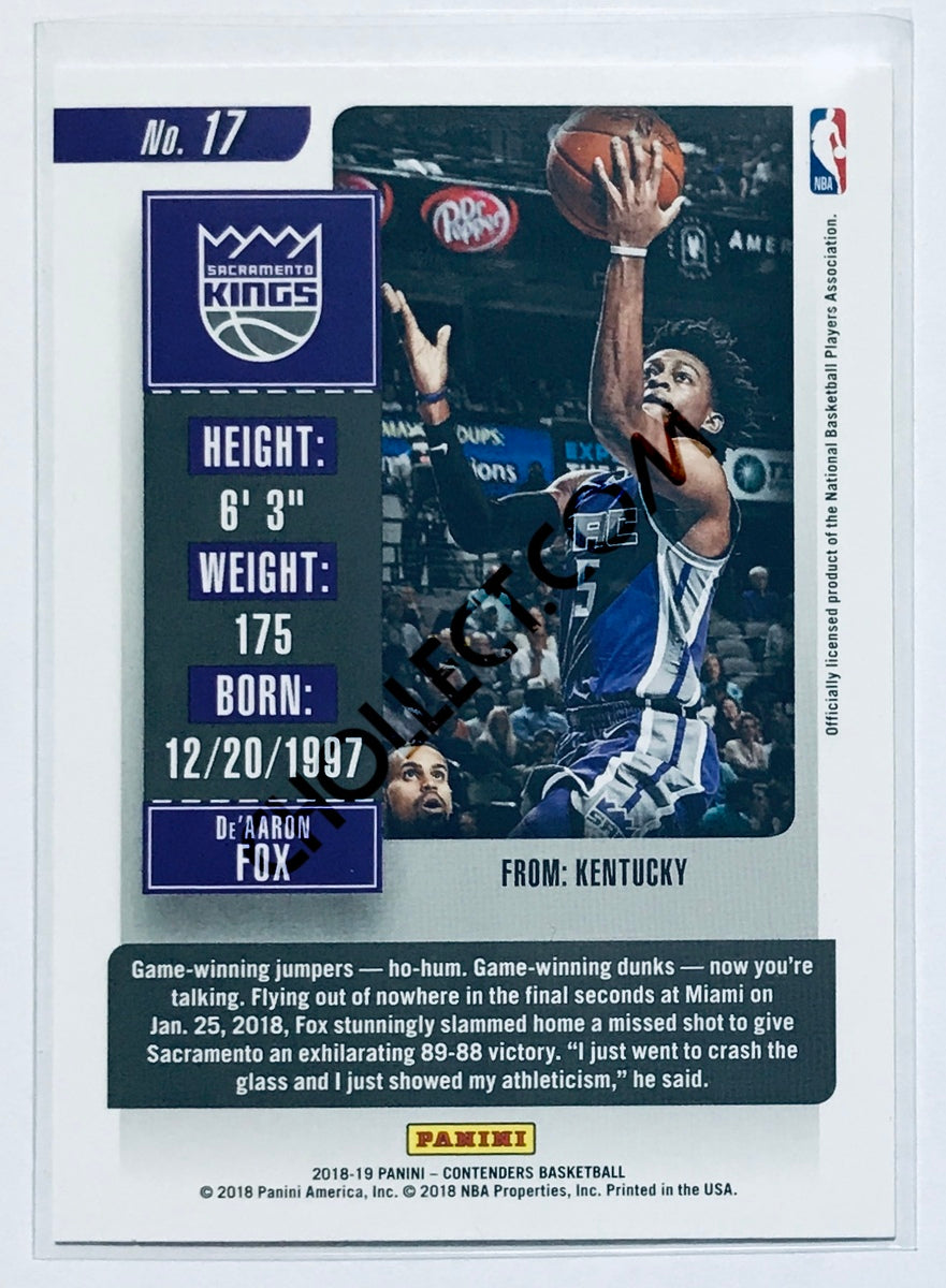 De'Aaron Fox - Sacramento Kings 2018-19 Panini Contenders #17