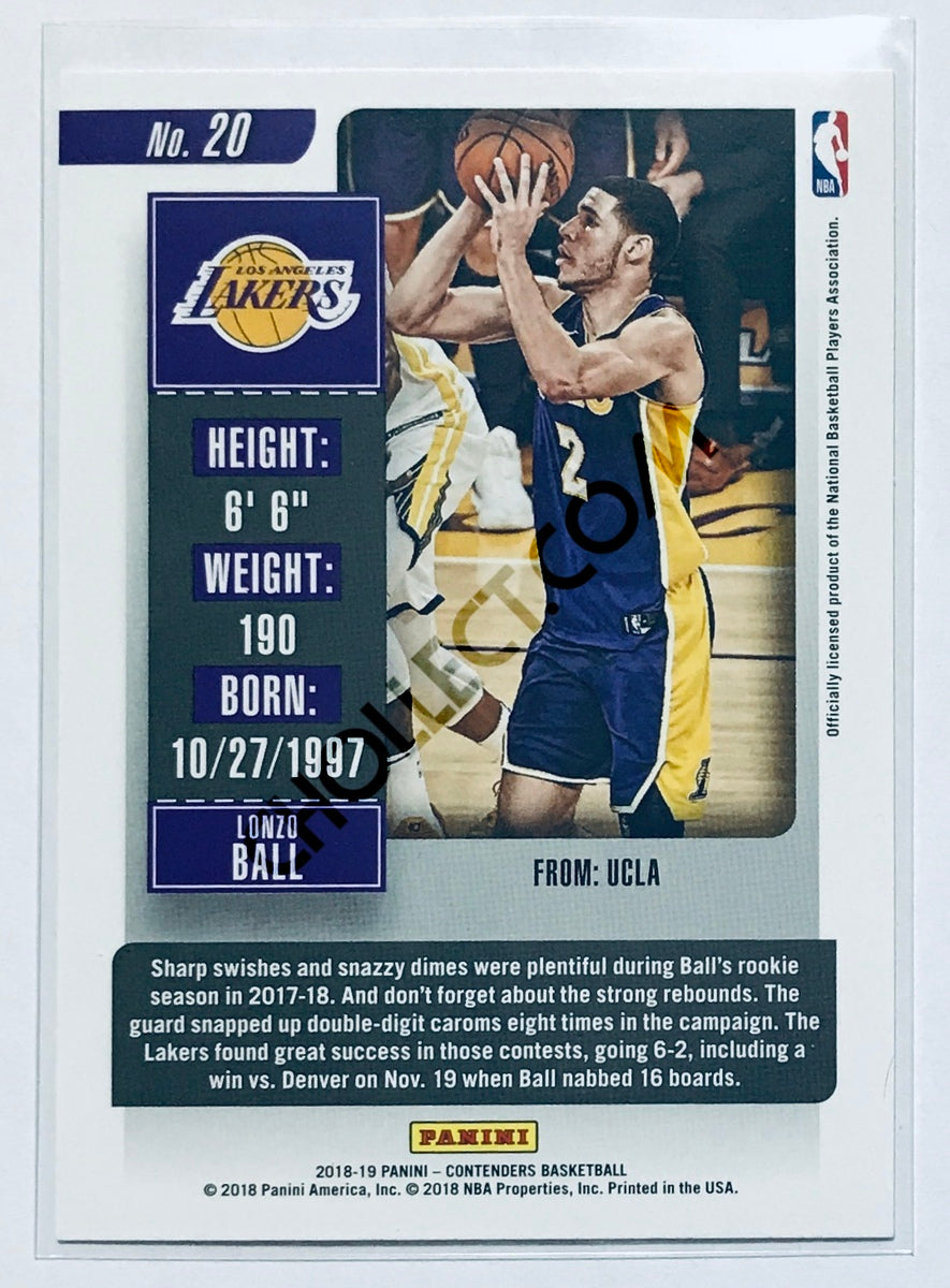 Lonzo Ball - Los Angeles Lakers 2018-19 Panini Contenders #20