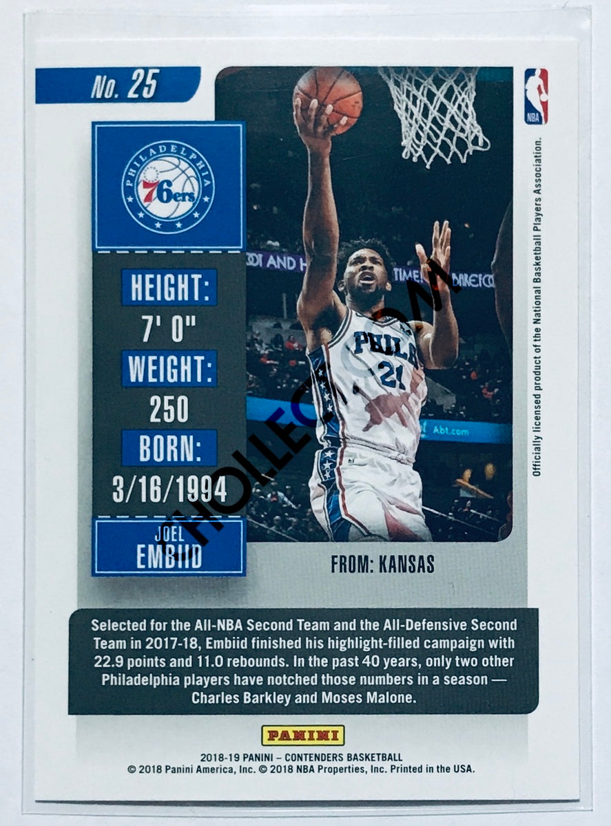 Joel Embiid - Philadelphia 76ers 2018-19 Panini Contenders #25